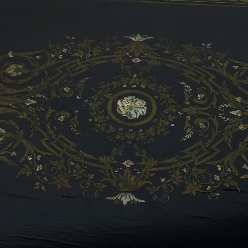 Gilt Bronze 1860' Mother of Pearl & Ebonized Table