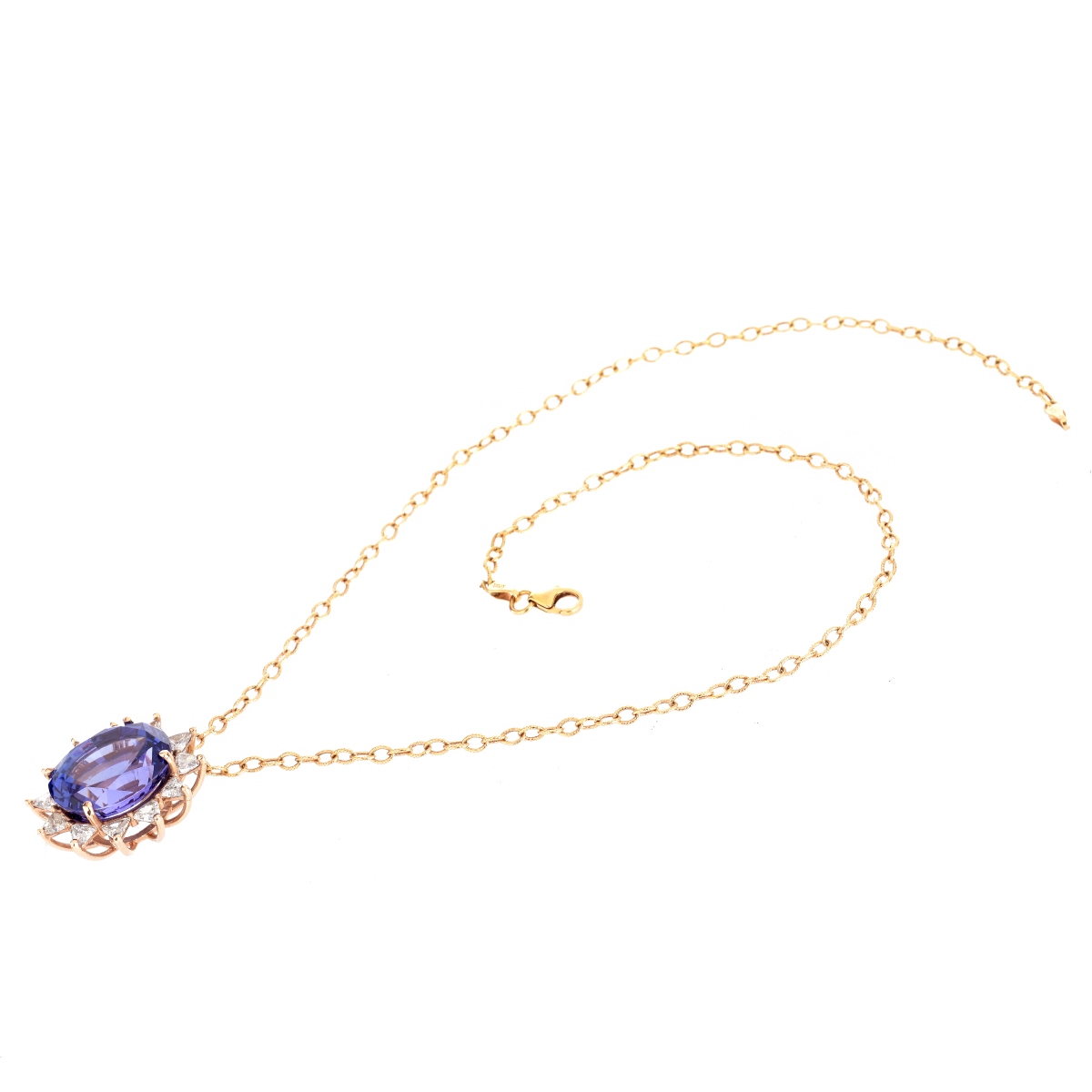 Tanzanite, Diamond and 14K Pendant Necklace