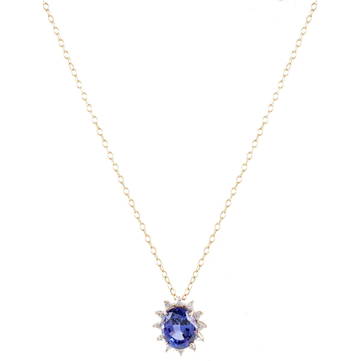 Tanzanite, Diamond and 14K Pendant Necklace