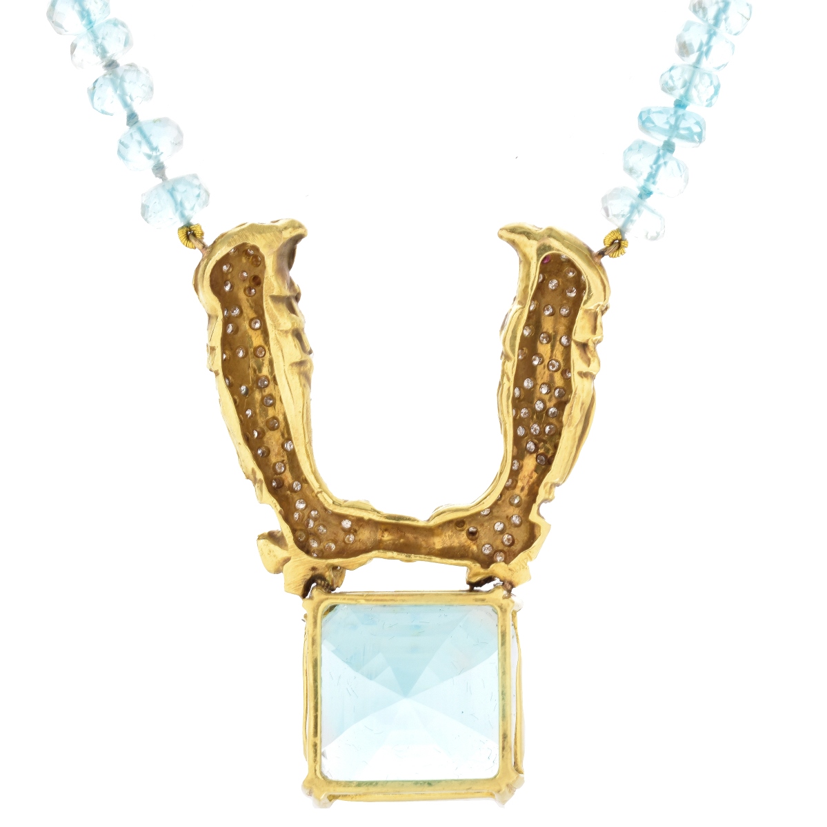 Aquamarine, Diamond and 14K Pendant Necklace