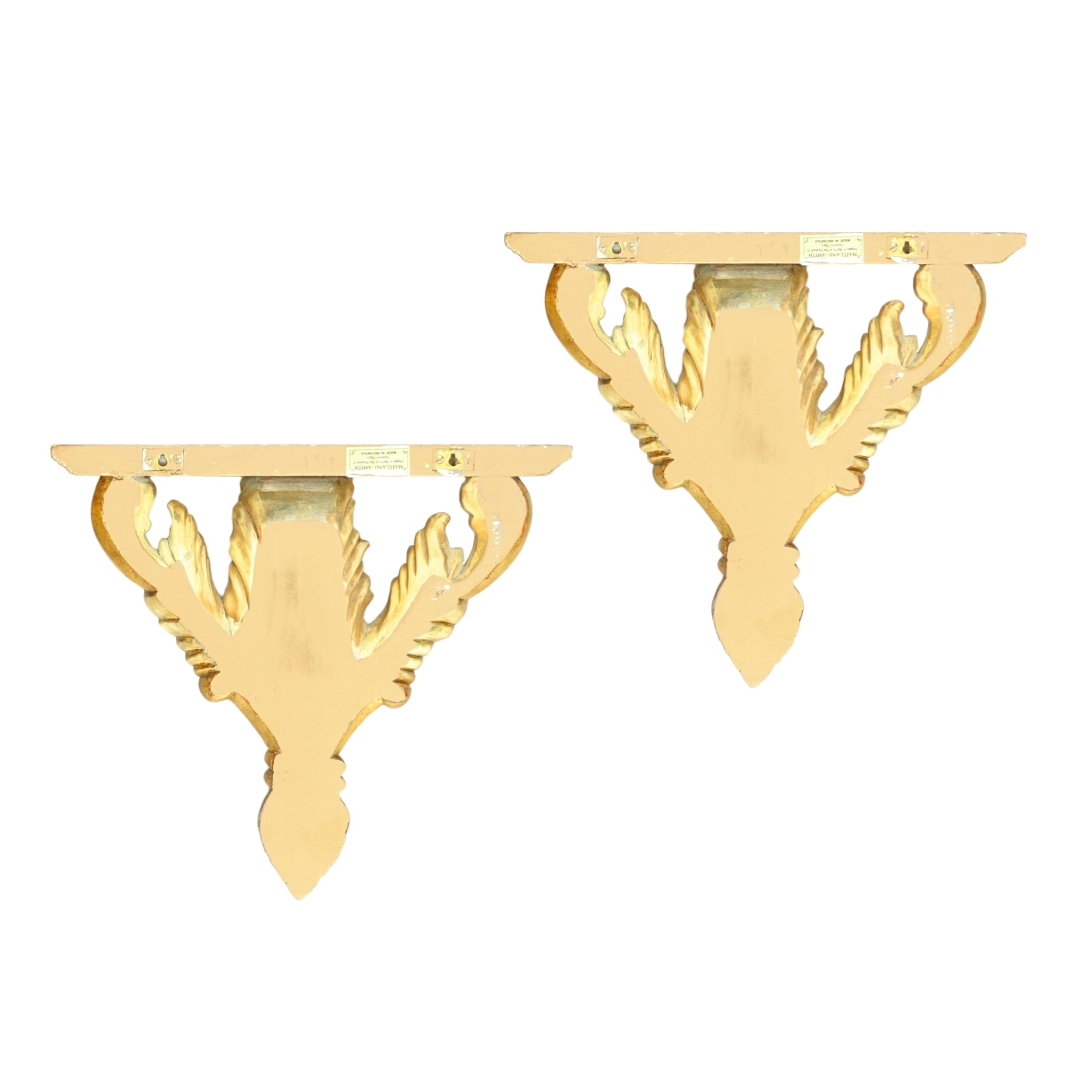 Pair Maitland Smith Gold Painted Brackets