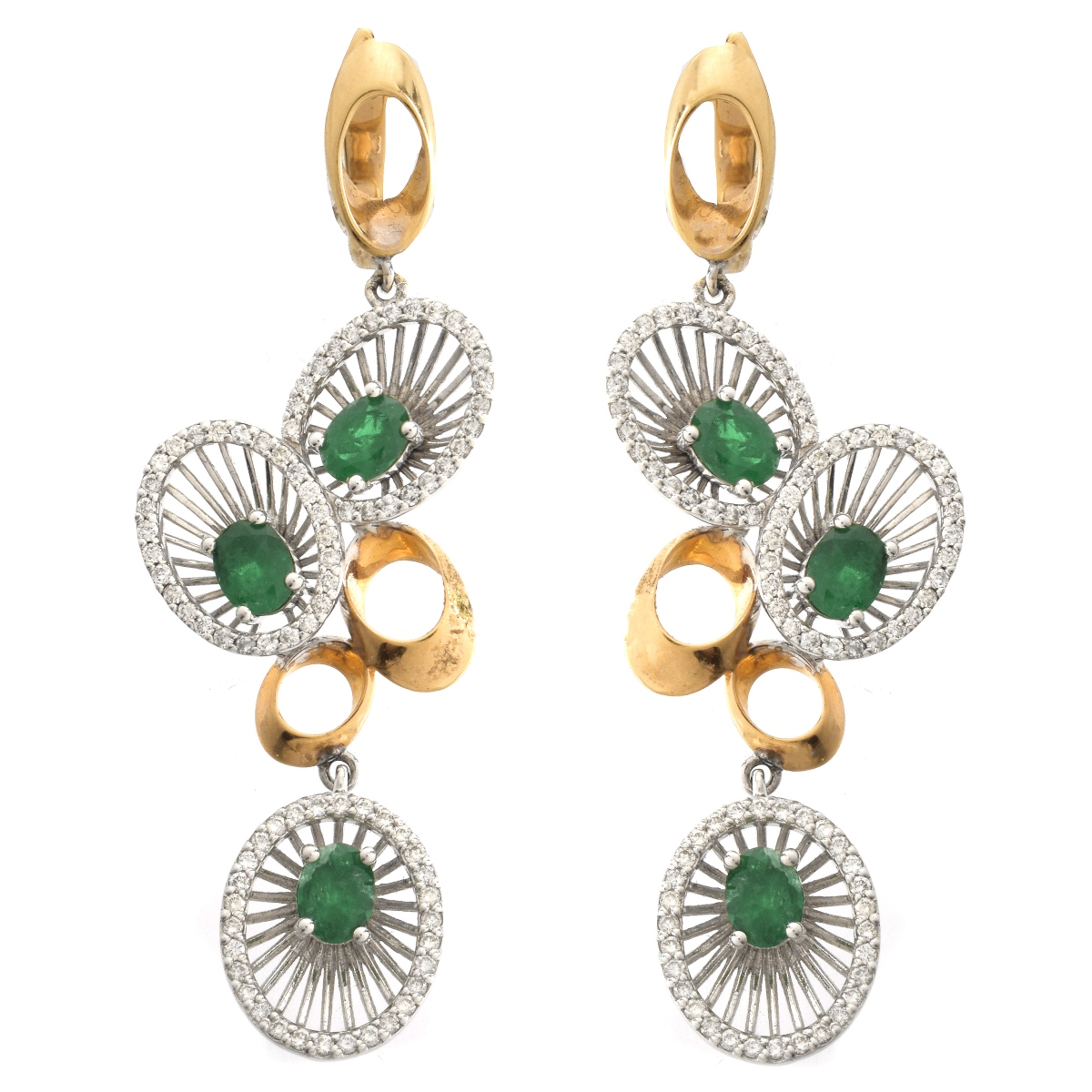 Emerald, Diamond and 18K Earrings.