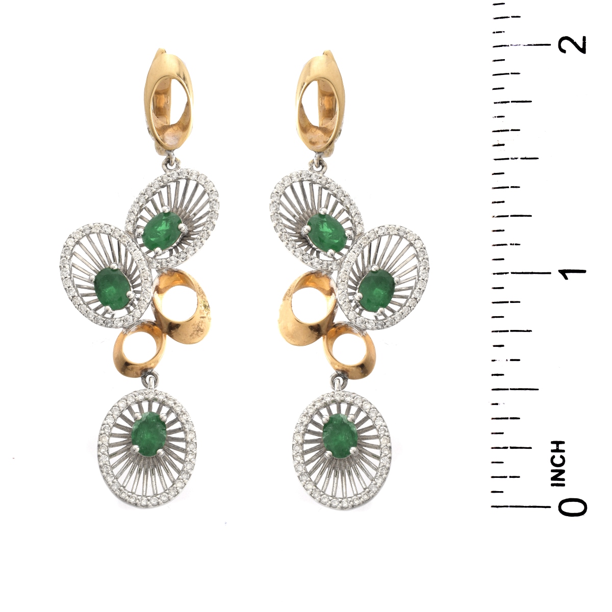 Emerald, Diamond and 18K Earrings.