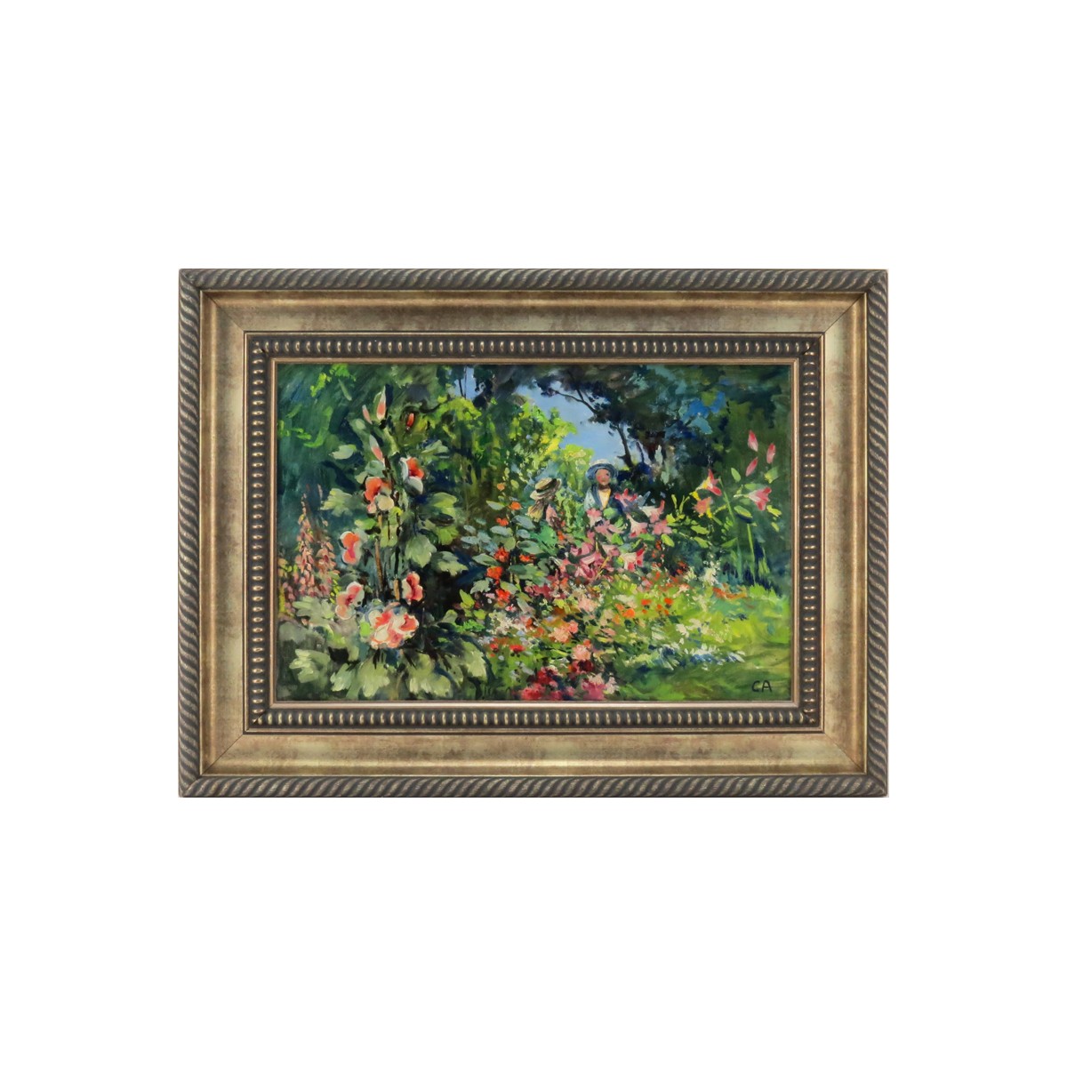 20th Century Oil on Canvas, Landscape with Flowers. Artist monogr