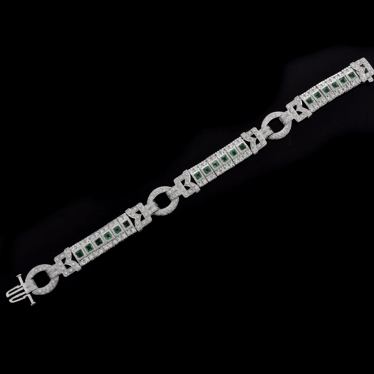 Diamond, Emerald and 14K Bracelet