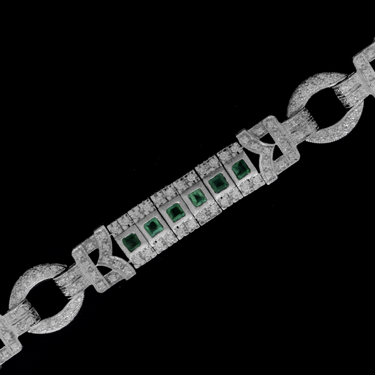 Diamond, Emerald and 14K Bracelet