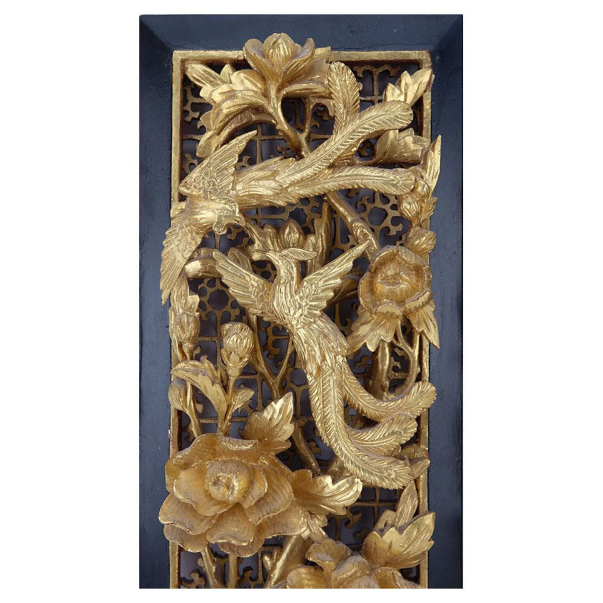 Pair of Chinese Giltwood Deep Relief Carved Panels. A few small n