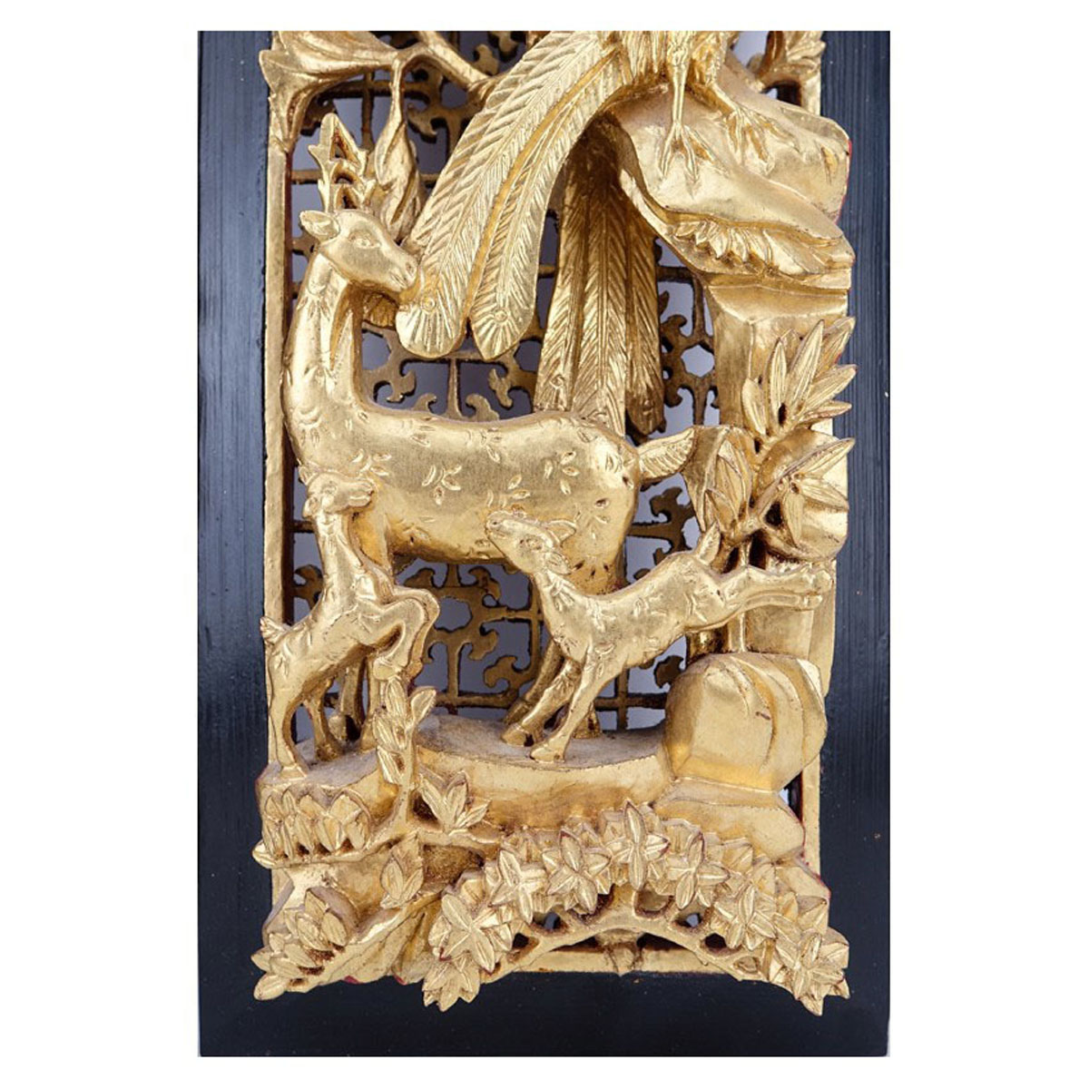 Pair of Chinese Giltwood Deep Relief Carved Panels. A few small n