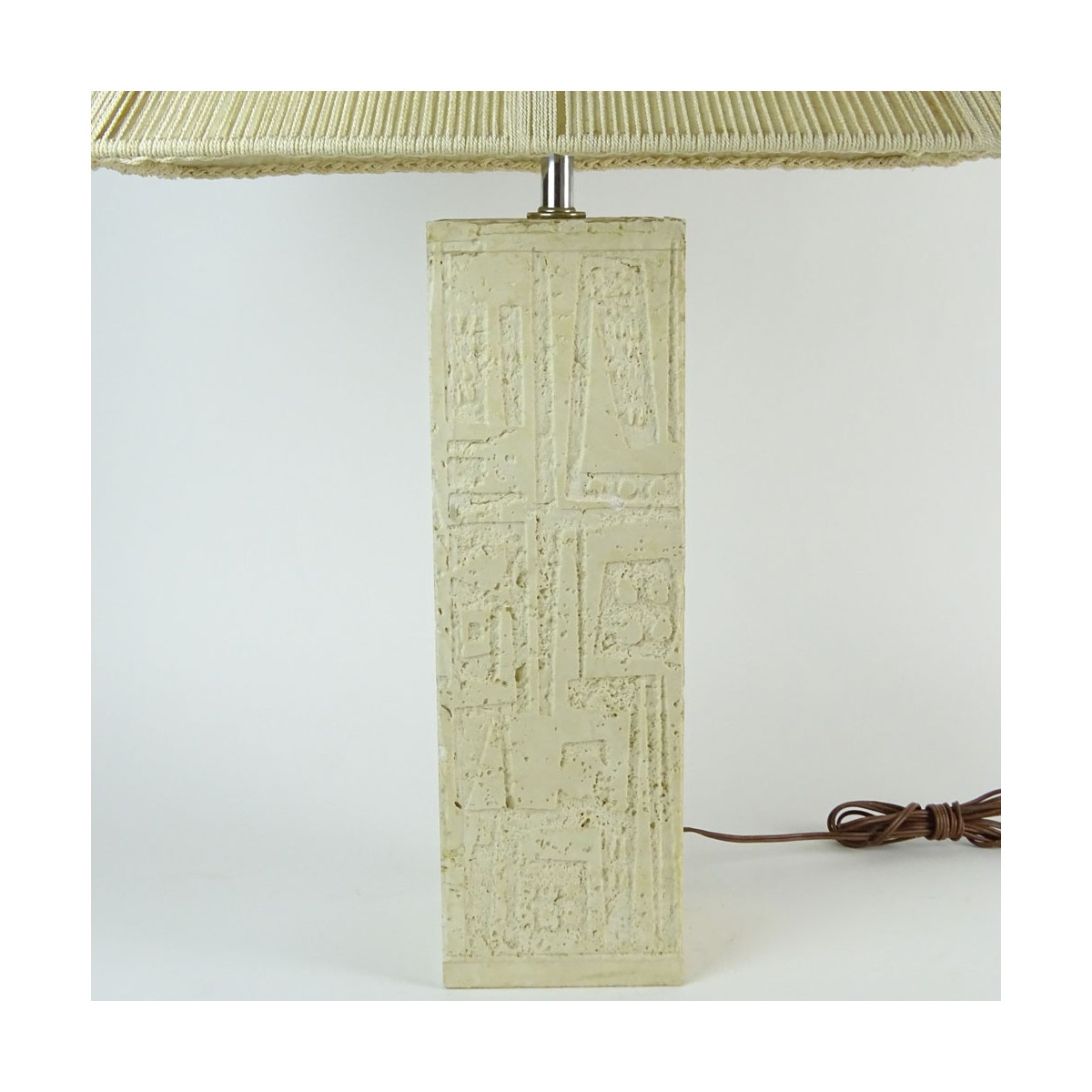 Mid Century Modern Carved Marble Paneled Lamp With Mid Century Si