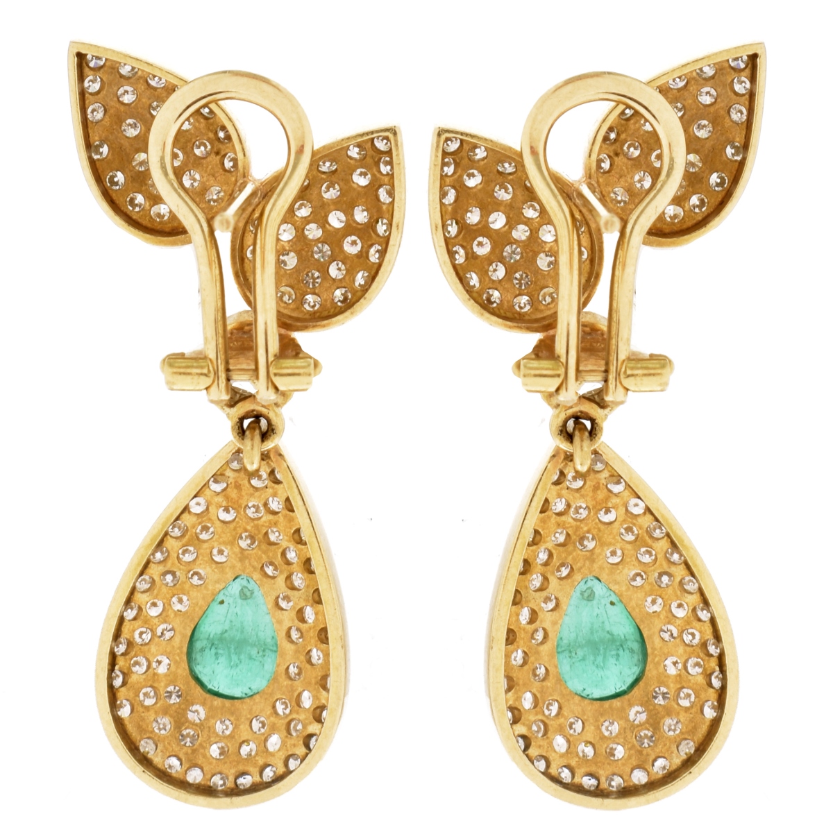 Emerald, Diamond and 18K Earrings