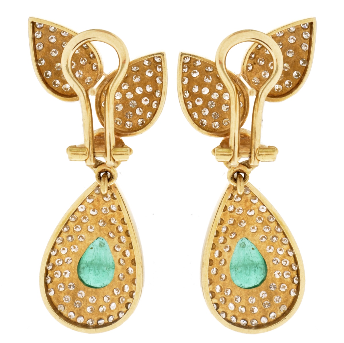 Emerald, Diamond and 18K Earrings