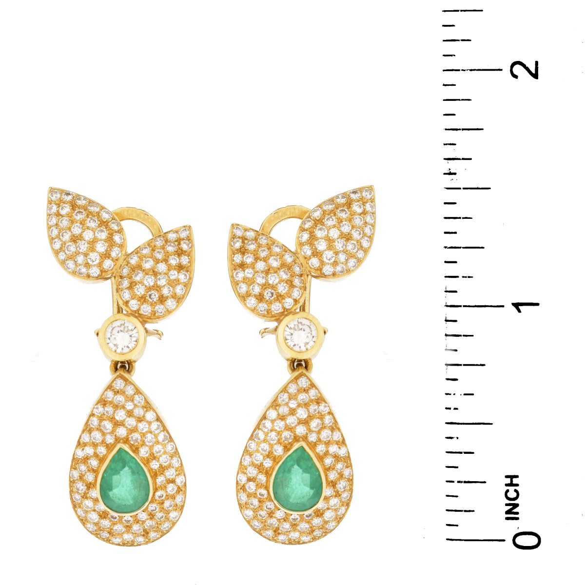 Emerald, Diamond and 18K Earrings