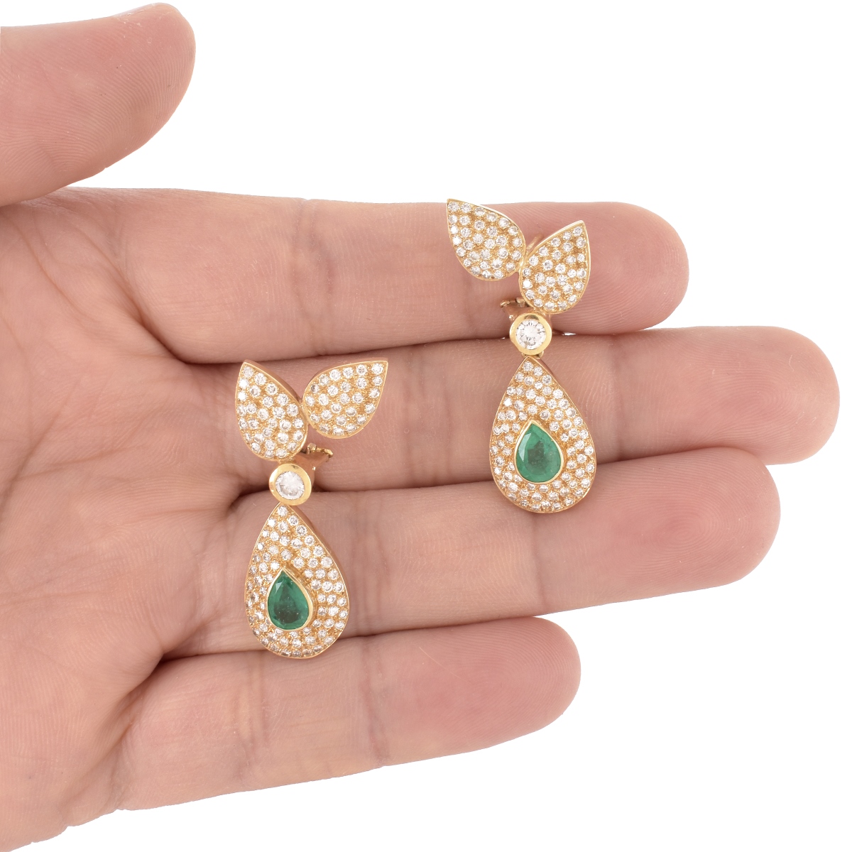 Emerald, Diamond and 18K Earrings