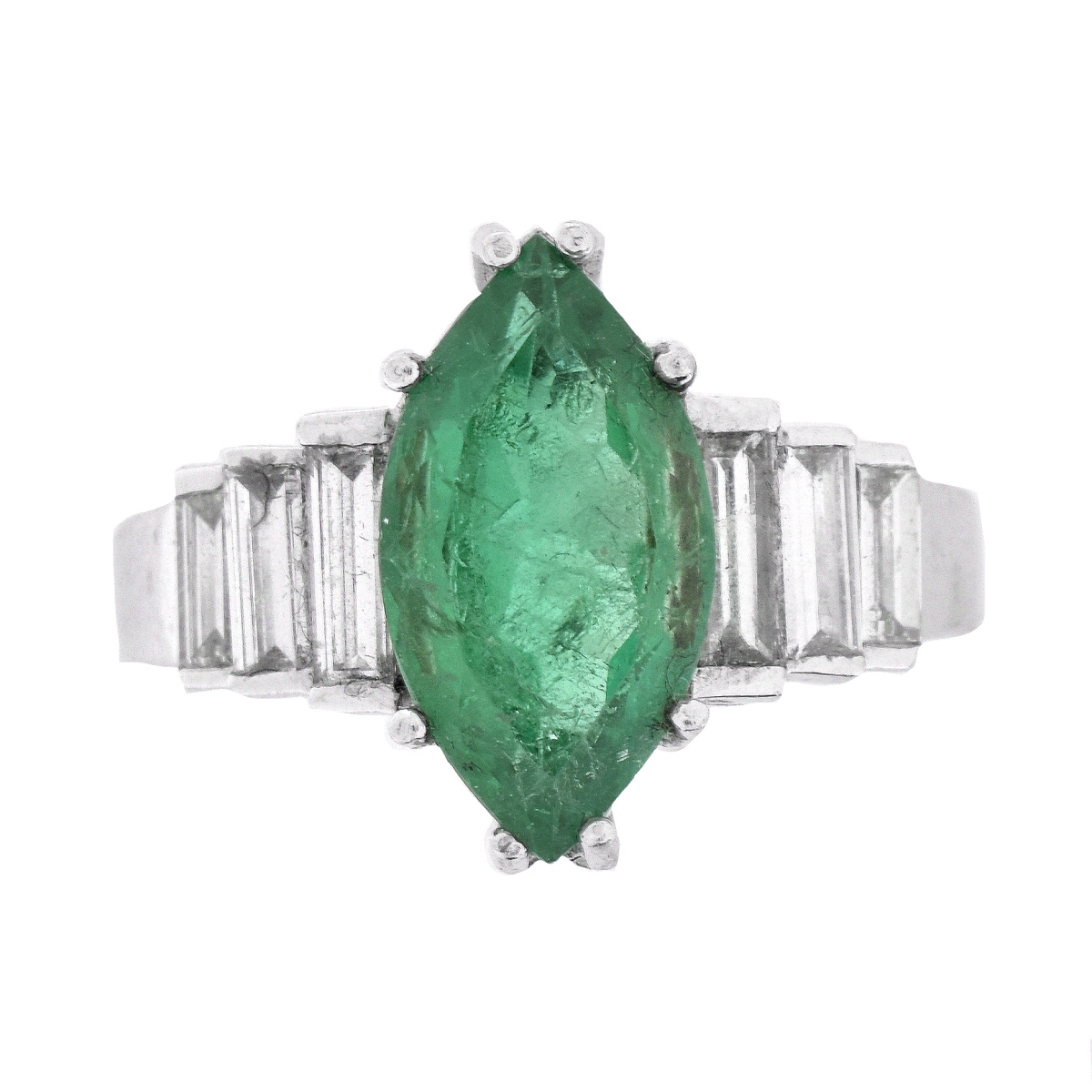 Emerald, Diamond and Platinum Ring