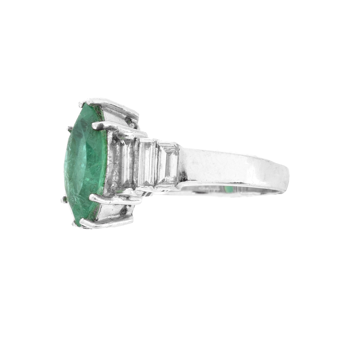 Emerald, Diamond and Platinum Ring