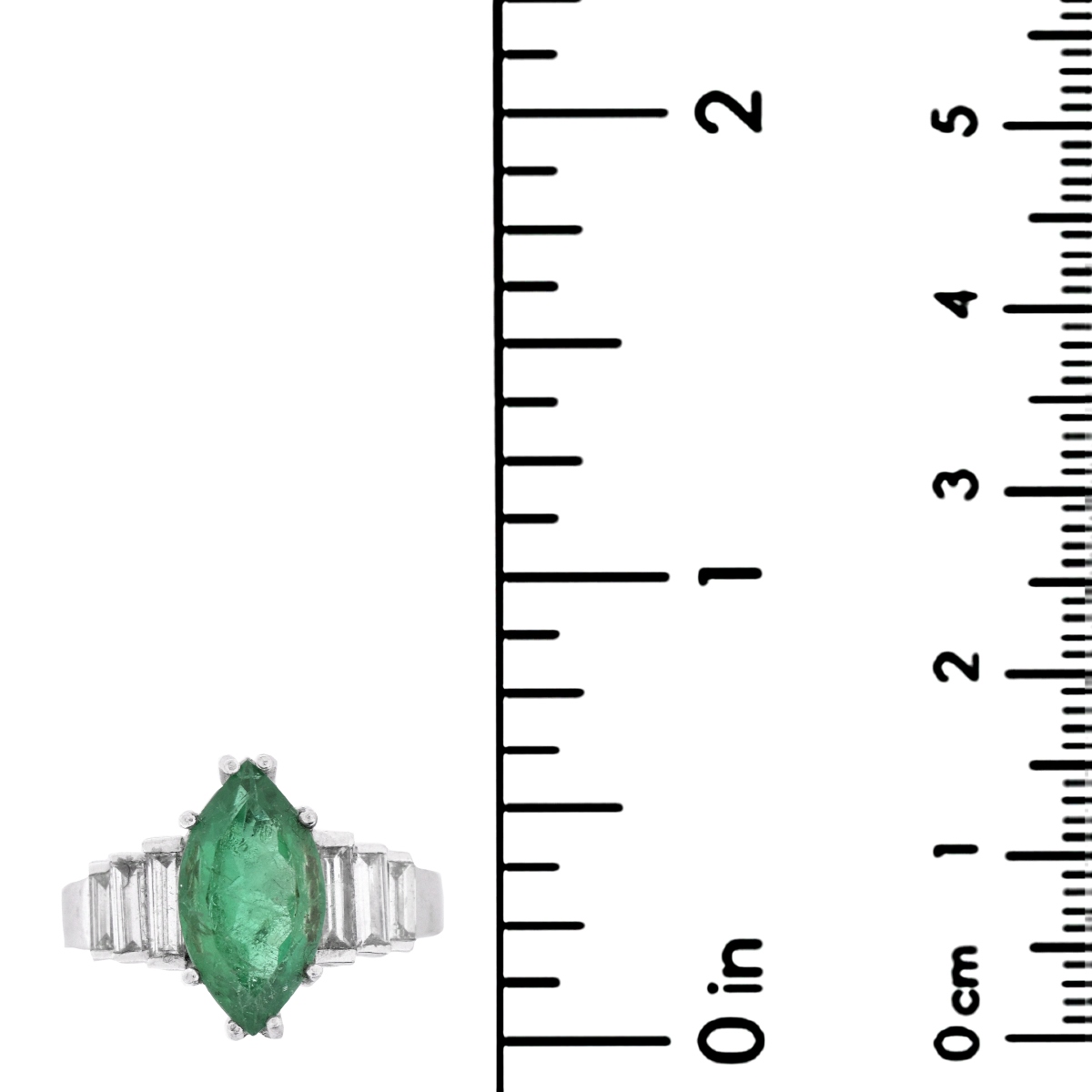 Emerald, Diamond and Platinum Ring