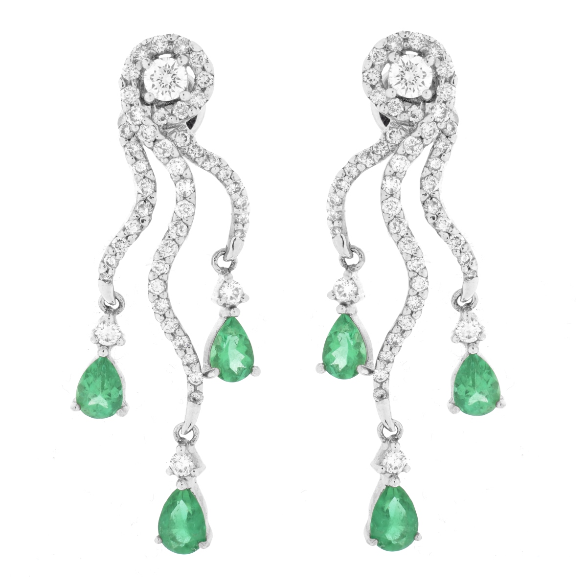 Emerald, Diamond and 18K Earrings