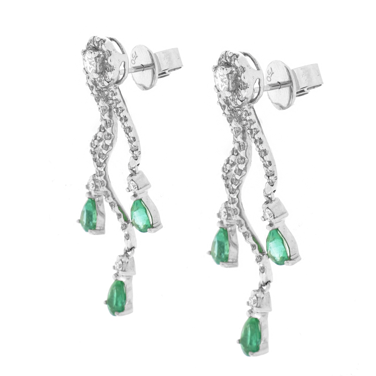 Emerald, Diamond and 18K Earrings