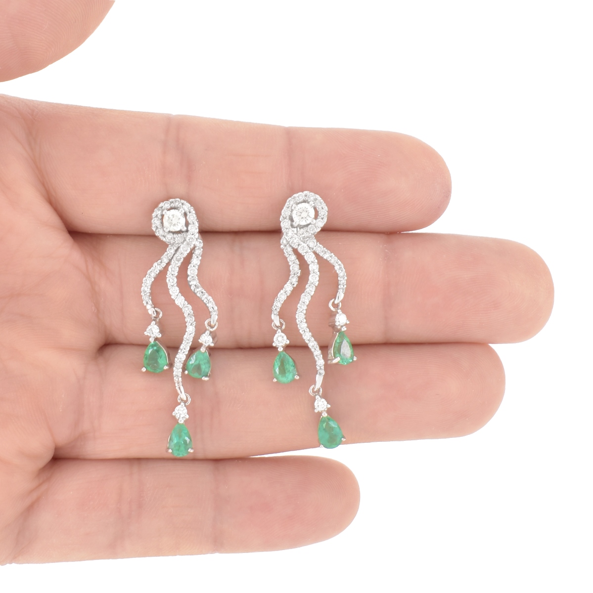 Emerald, Diamond and 18K Earrings