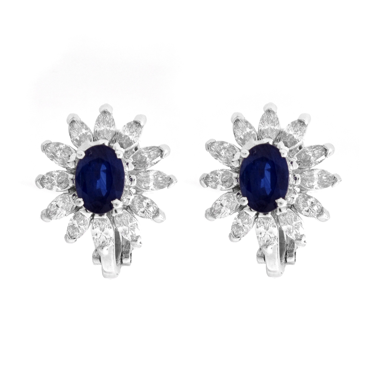 Sapphire, Diamond and Platinum Earrings