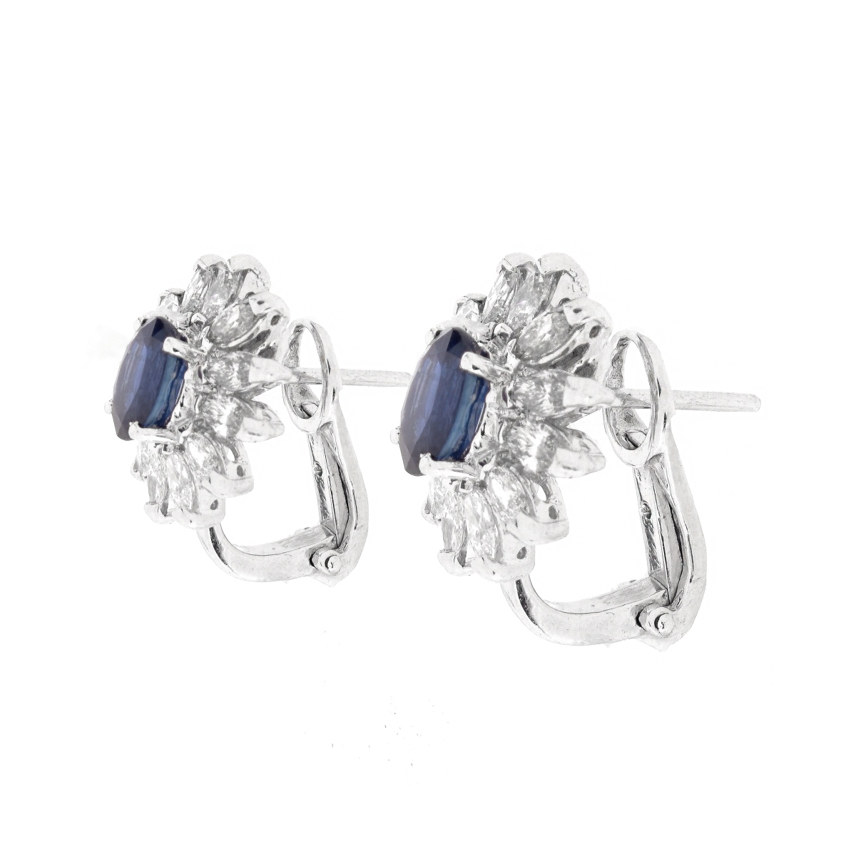 Sapphire, Diamond and Platinum Earrings