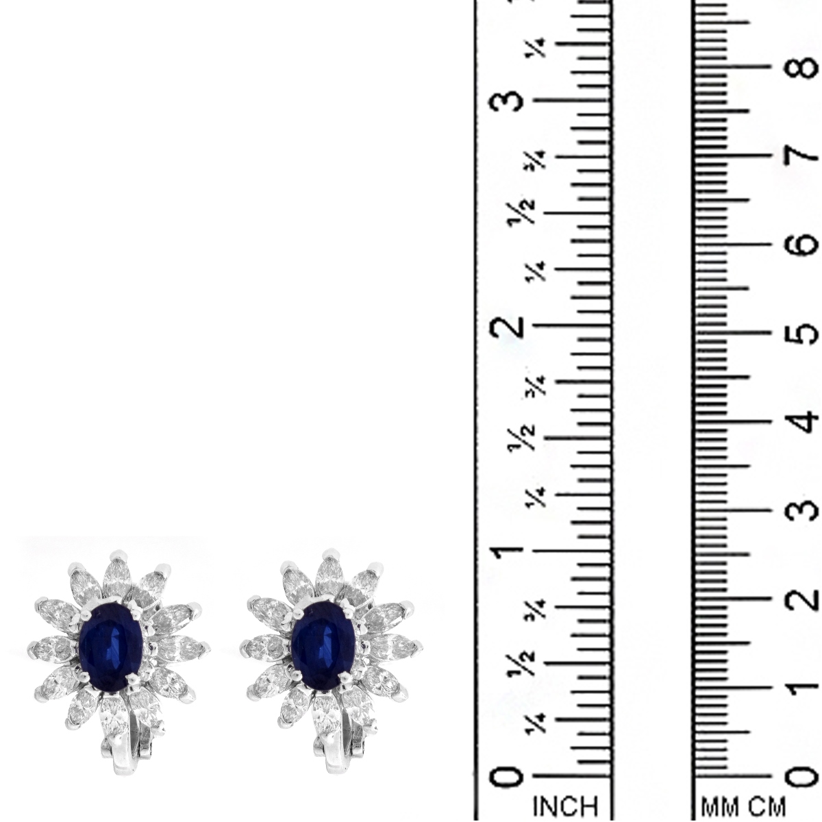 Sapphire, Diamond and Platinum Earrings