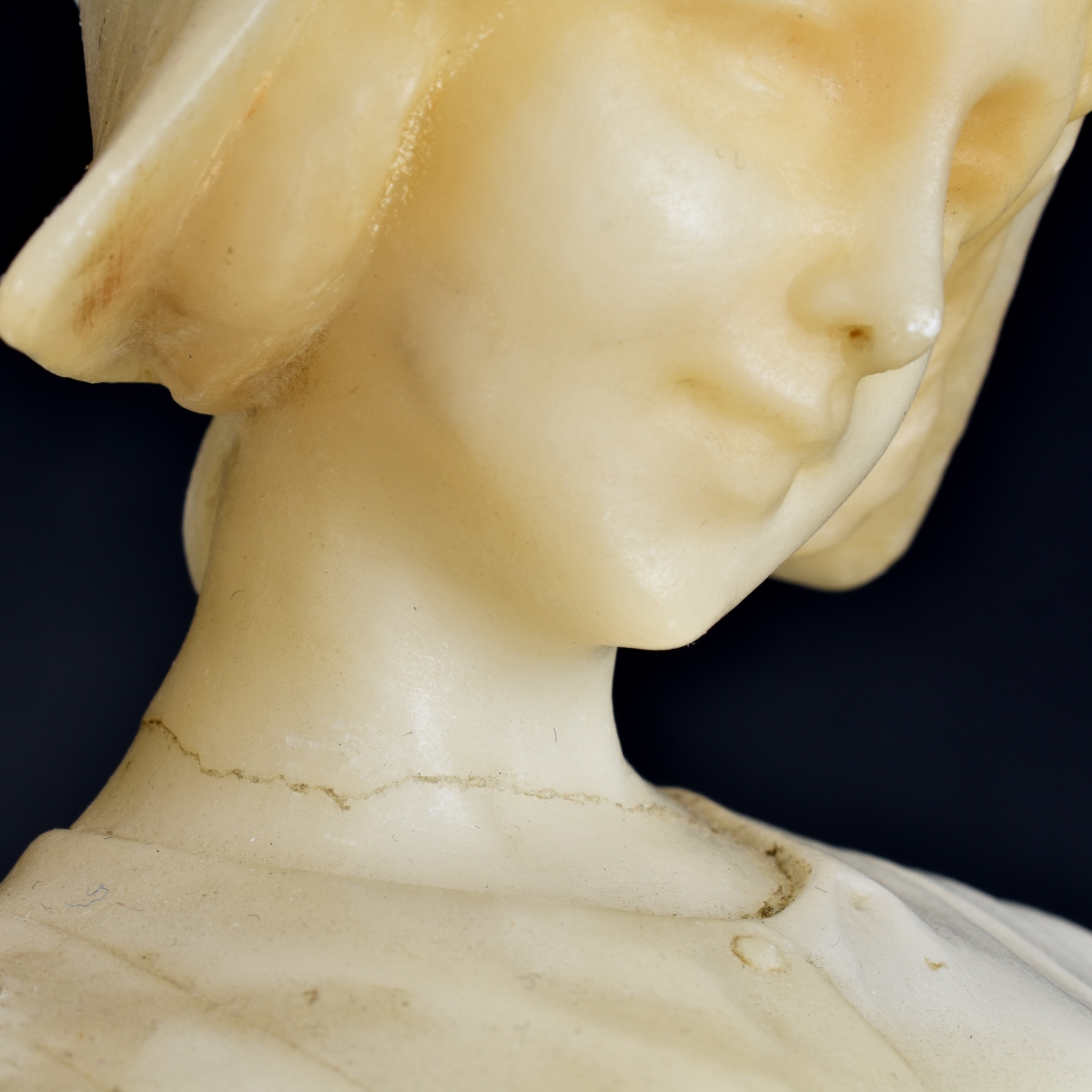19/20th C. Carved Alabaster Lamp Signed Milscotte
