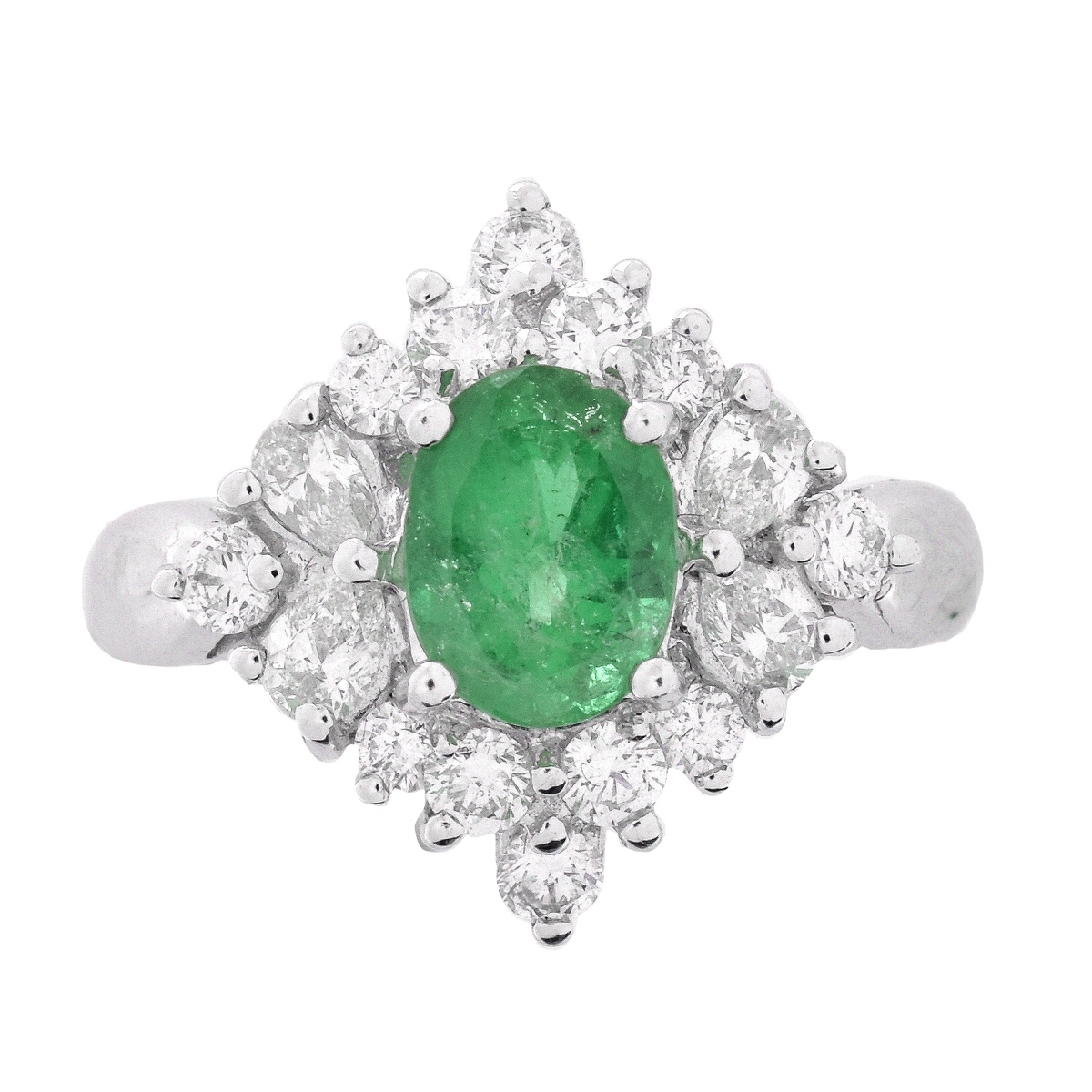 Emerald, Diamond and 18K Ring