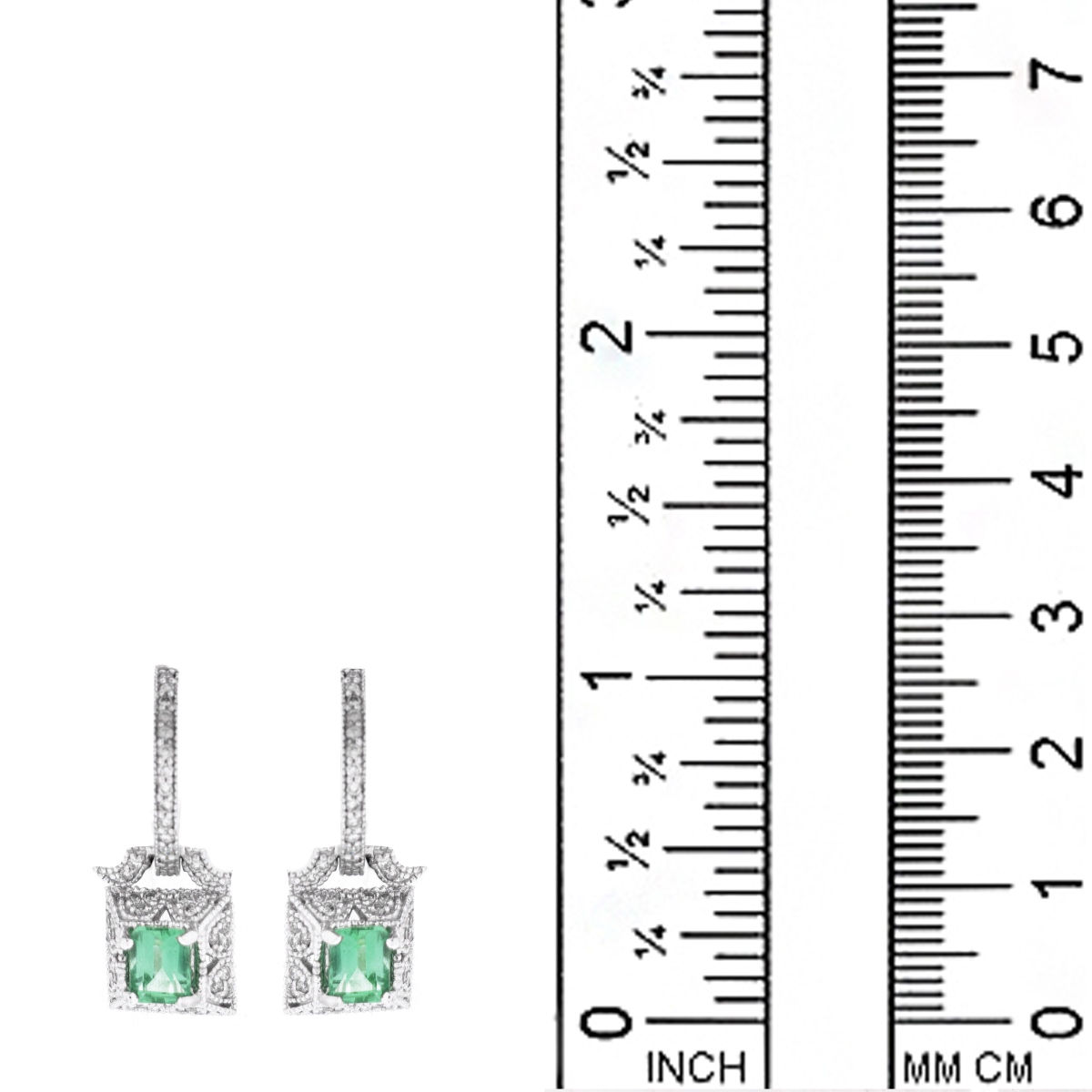 Emerald, Diamond and 14K Earrings