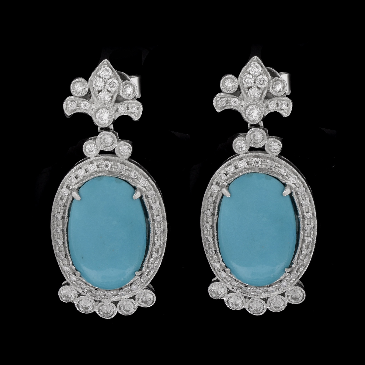 Turquoise, Diamond and 18K Earrings