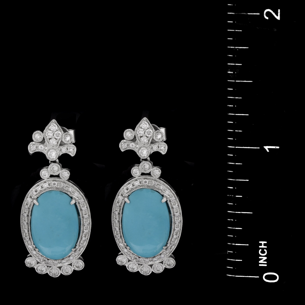 Turquoise, Diamond and 18K Earrings