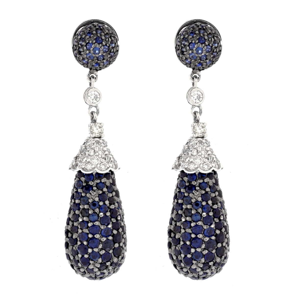 Sapphire, Diamond and 14K Earrings