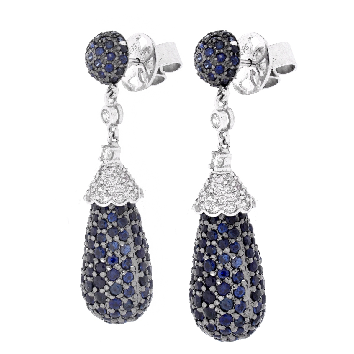 Sapphire, Diamond and 14K Earrings