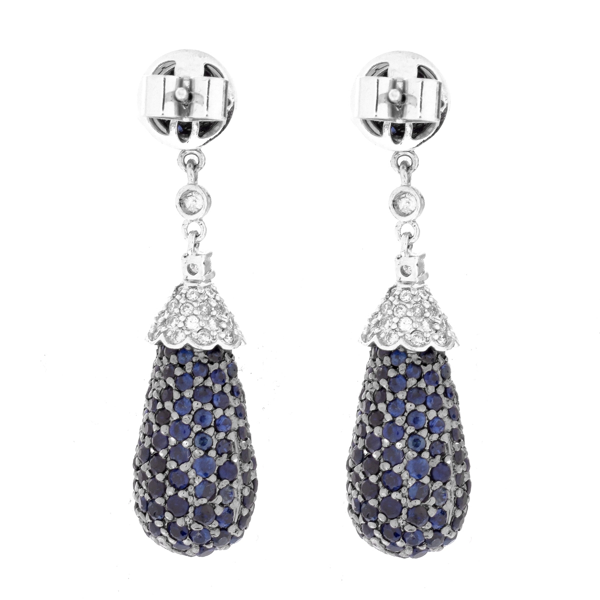 Sapphire, Diamond and 14K Earrings