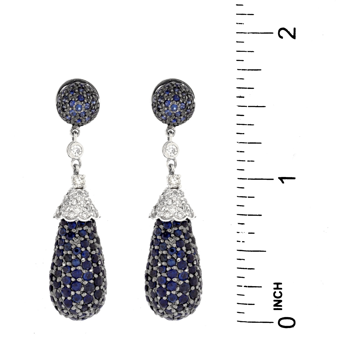 Sapphire, Diamond and 14K Earrings