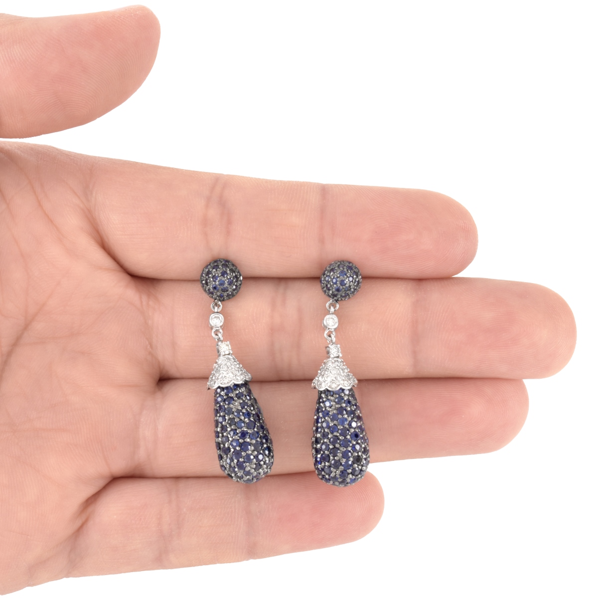 Sapphire, Diamond and 14K Earrings