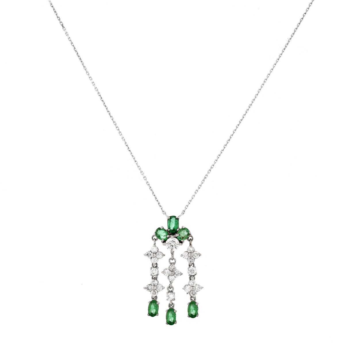 Emerald, Diamond and 18K Pendant Necklace