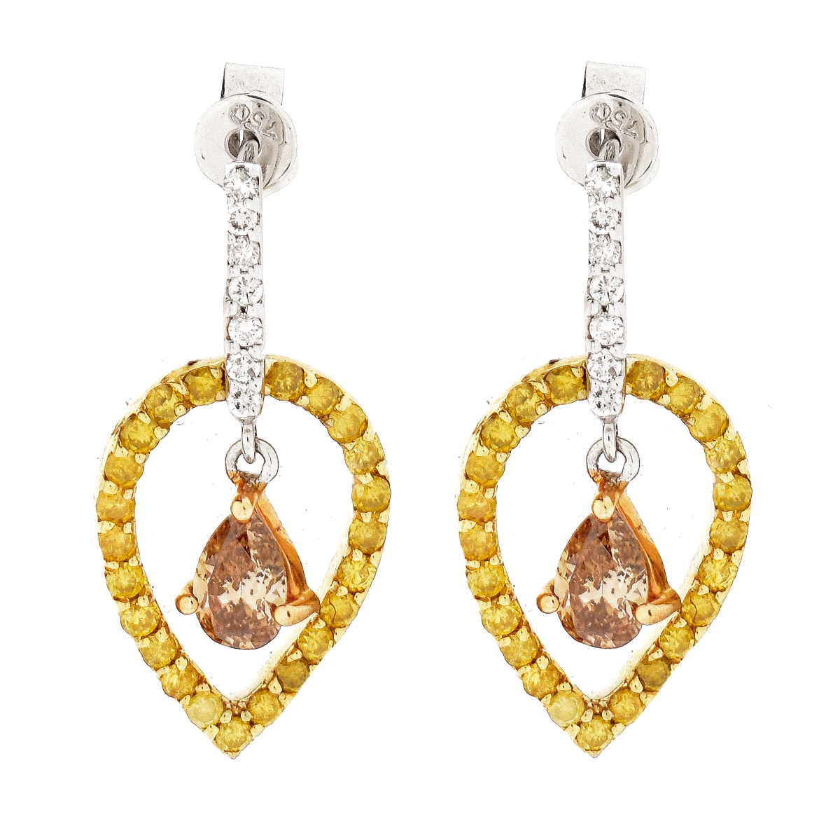 Multi Color Diamond and18K Earrings