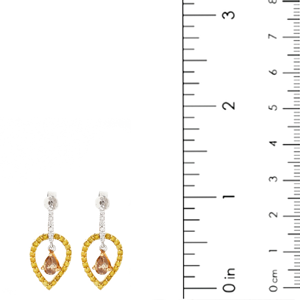 Multi Color Diamond and18K Earrings