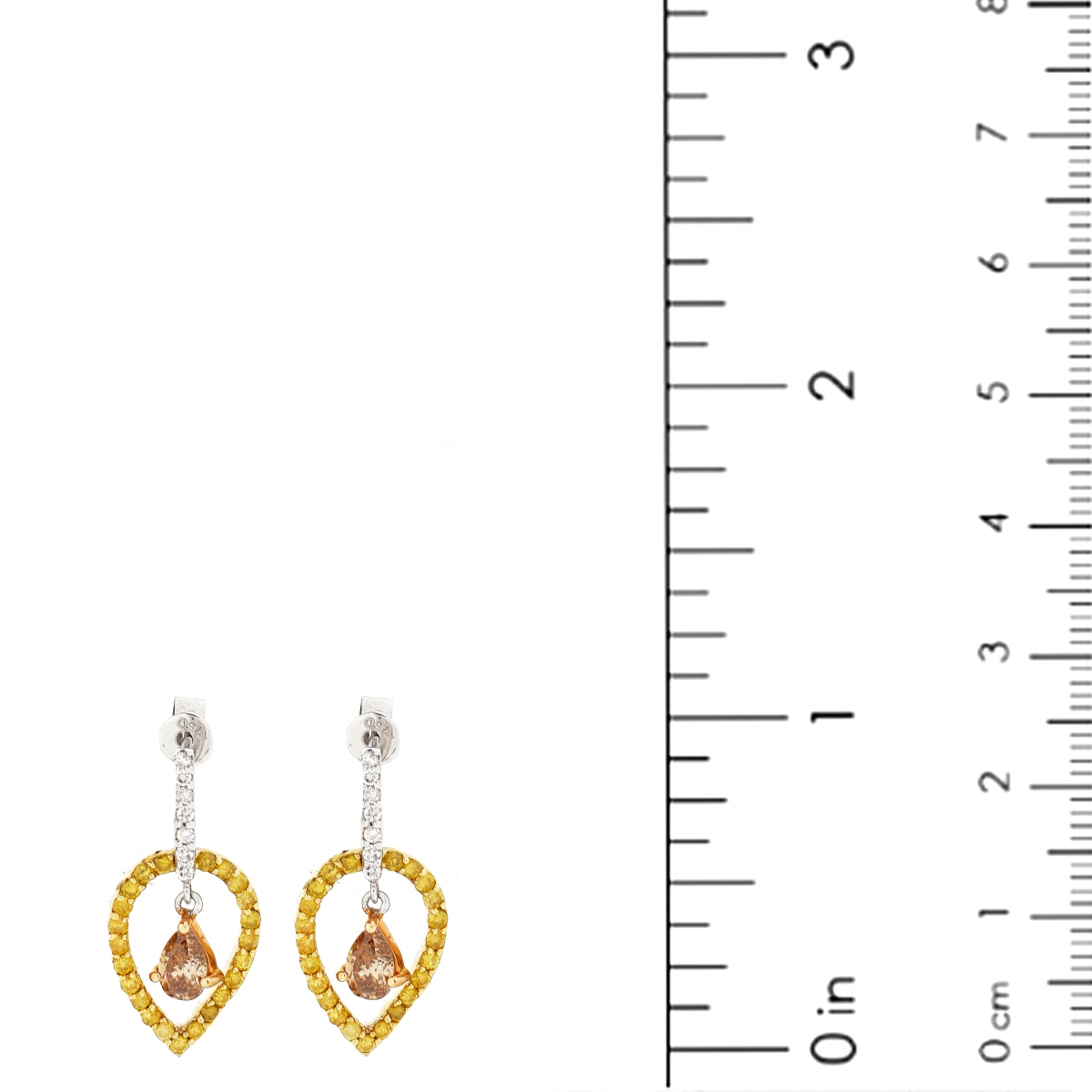 Multi Color Diamond and18K Earrings