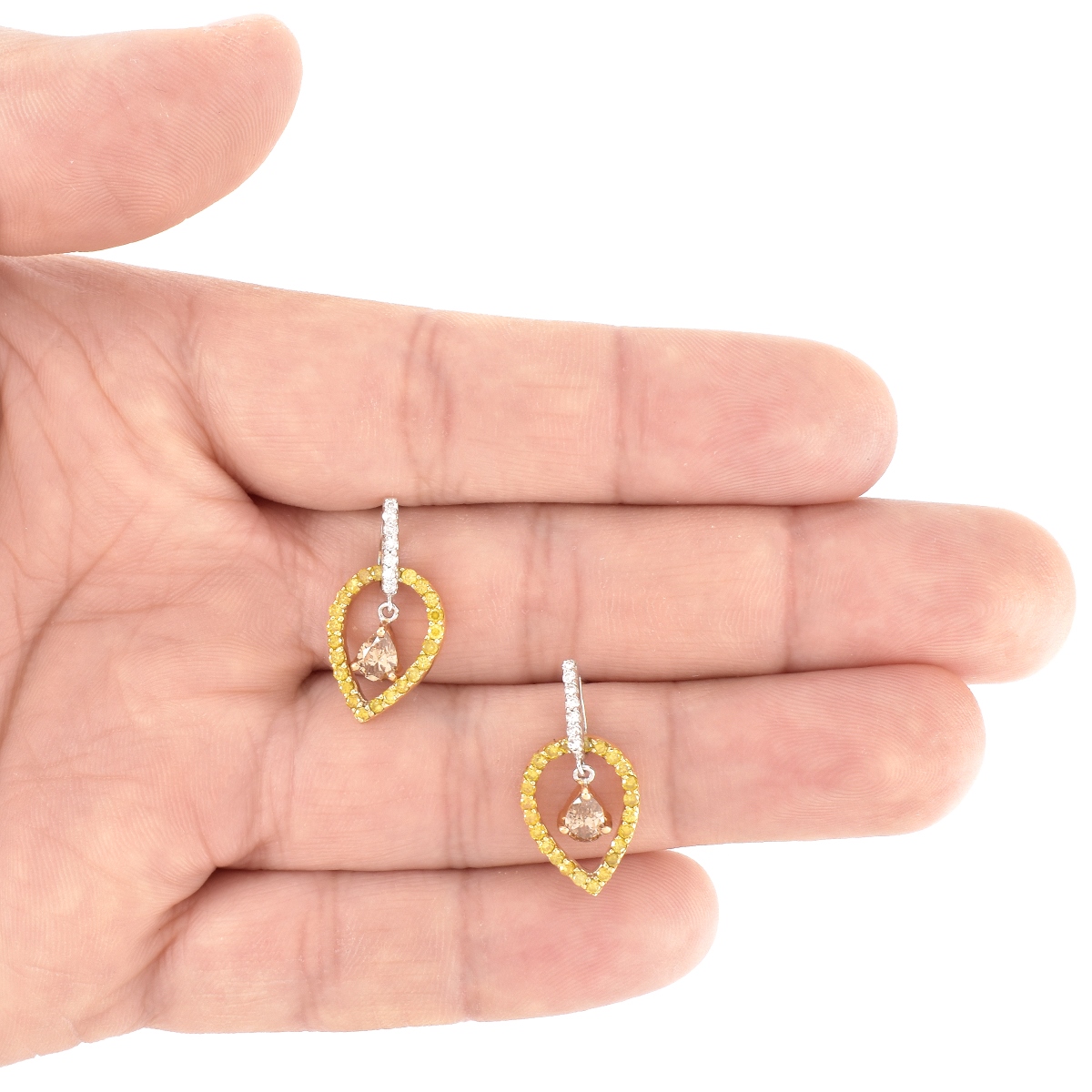 Multi Color Diamond and18K Earrings