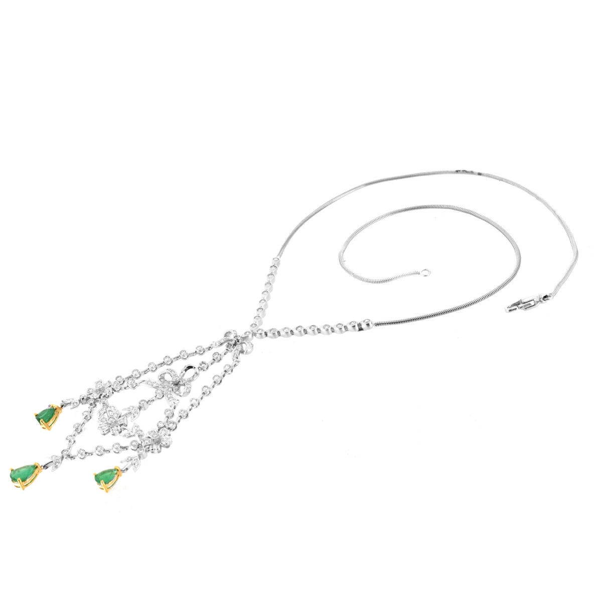 Diamond, Emerald and 18K Necklace