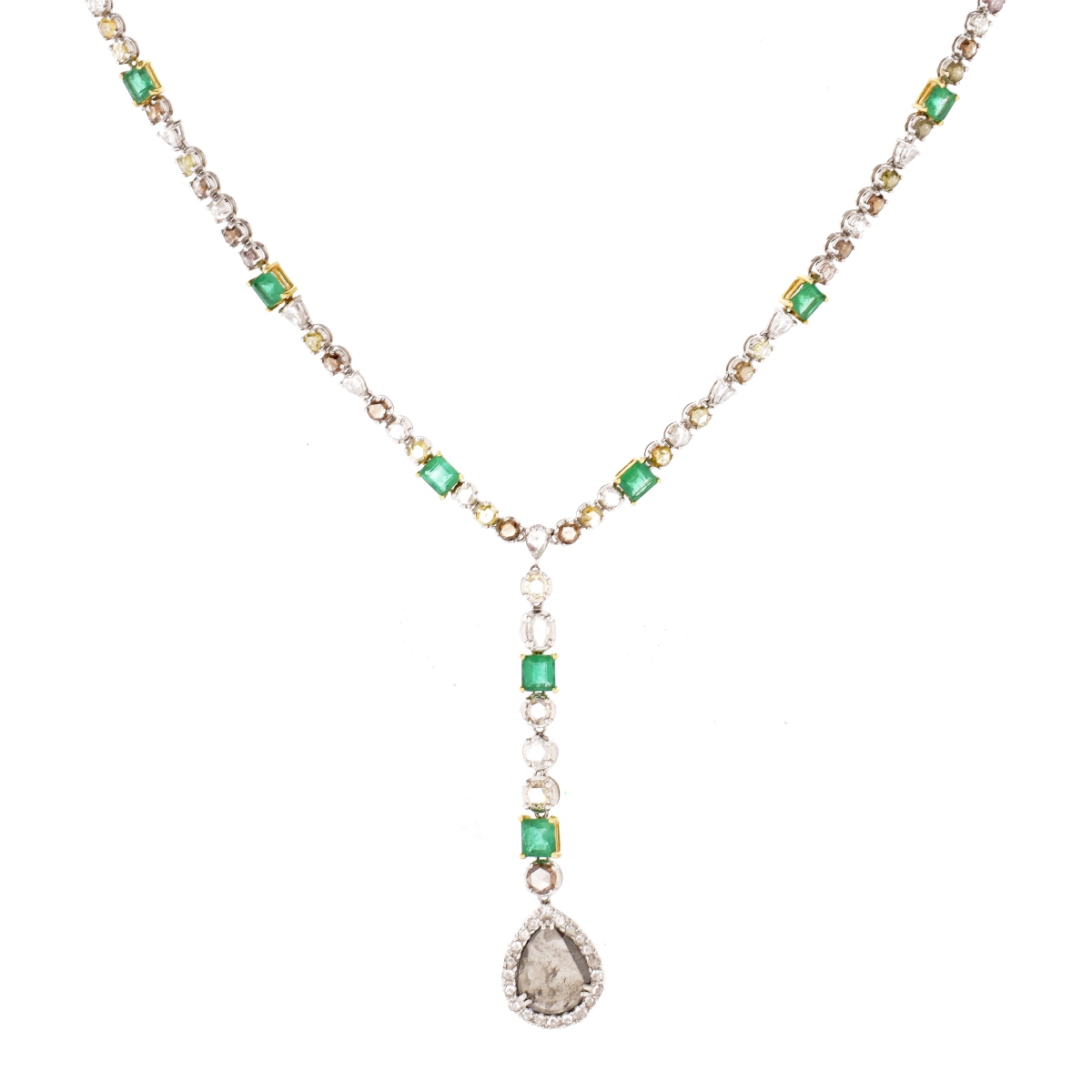 Diamond, Emerald and 18K Pendant Necklace | Kodner Auctions