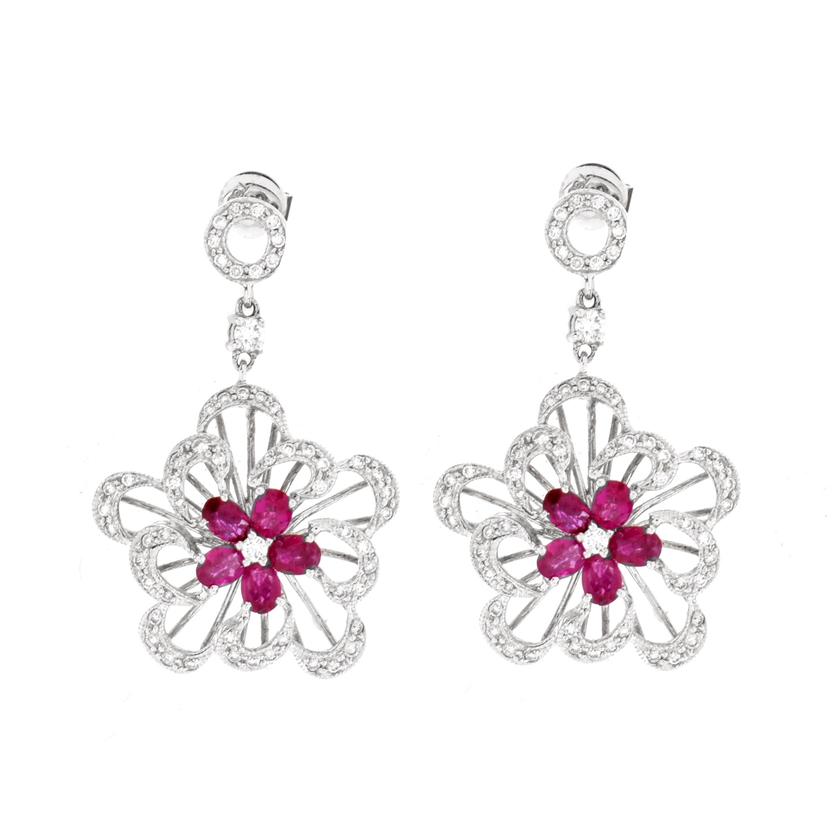 Ruby, Diamond and 18K Earrings