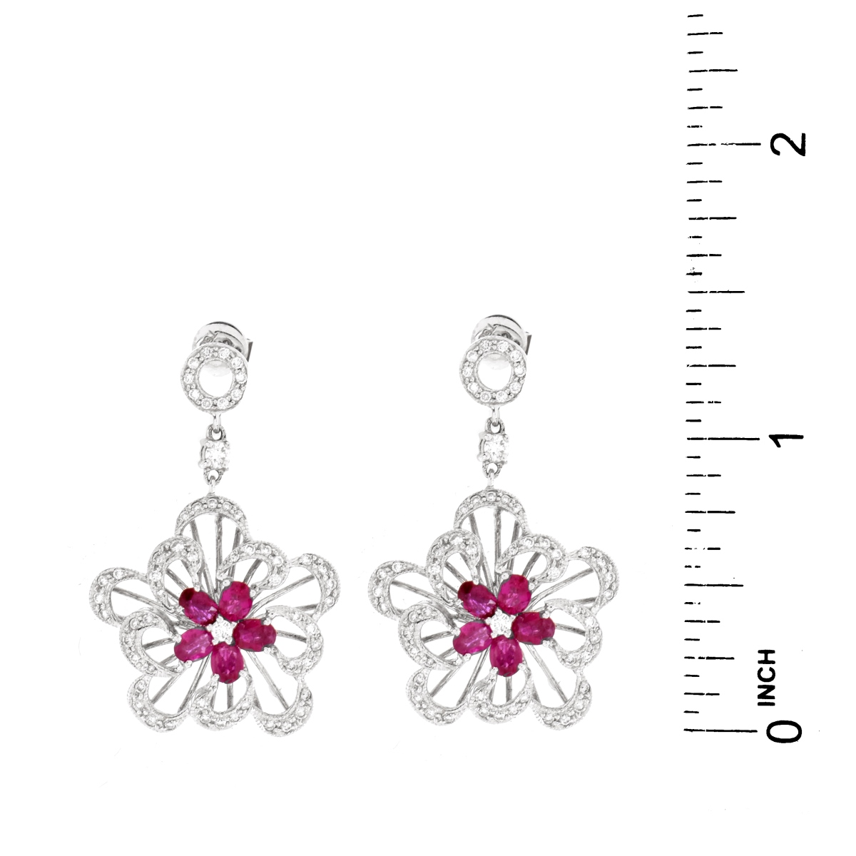 Ruby, Diamond and 18K Earrings