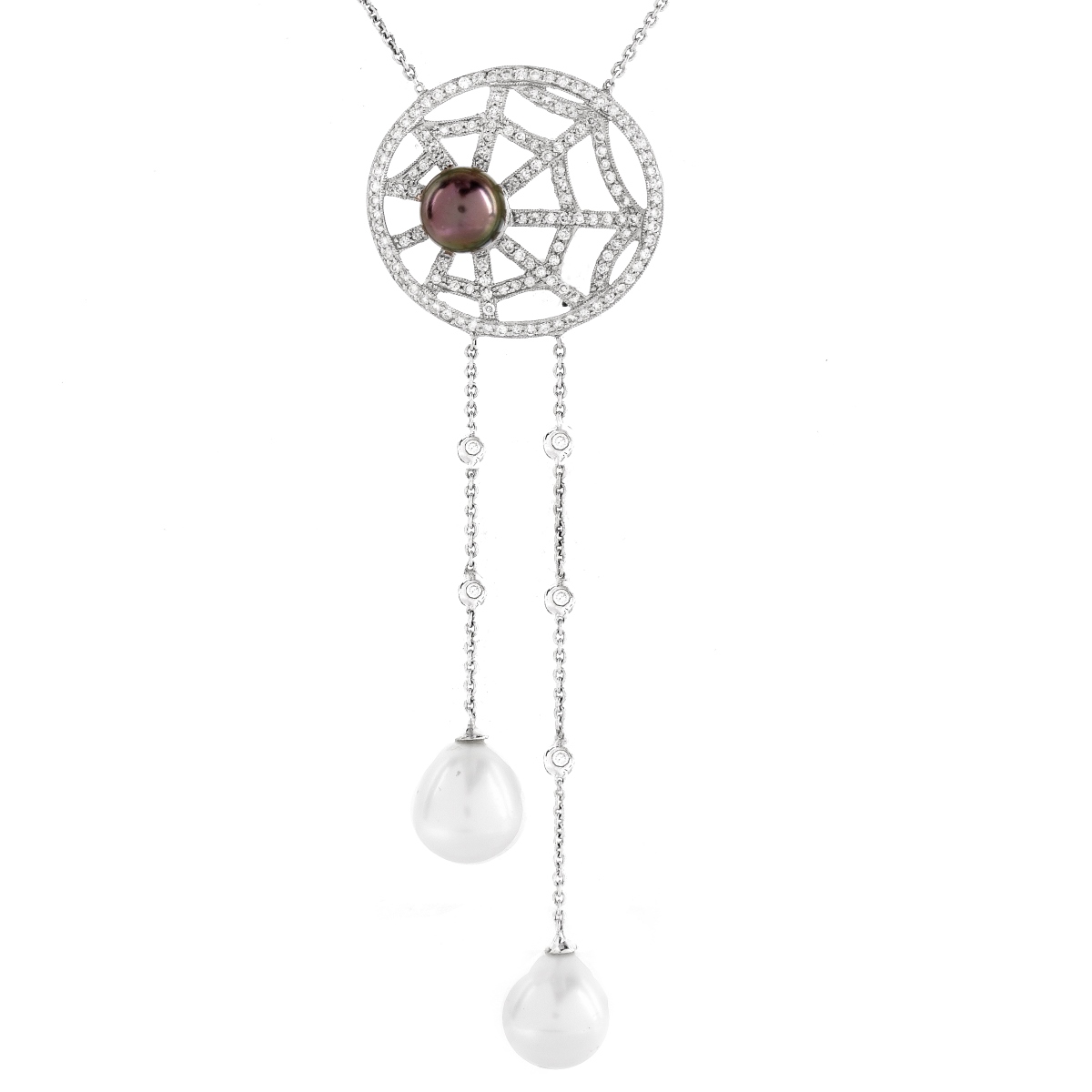 Pearl, Diamond and 18K Pendant Necklace