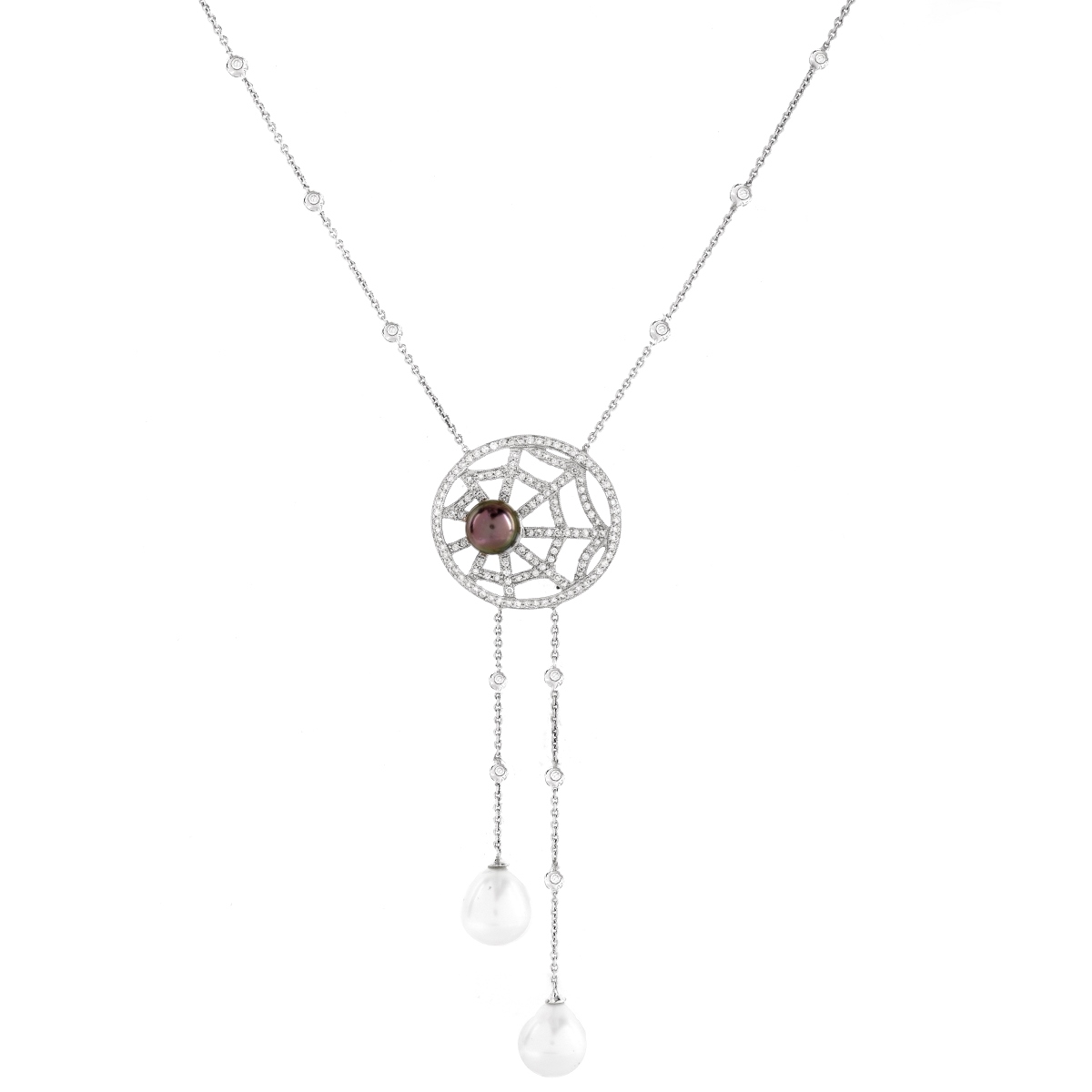 Pearl, Diamond and 18K Pendant Necklace