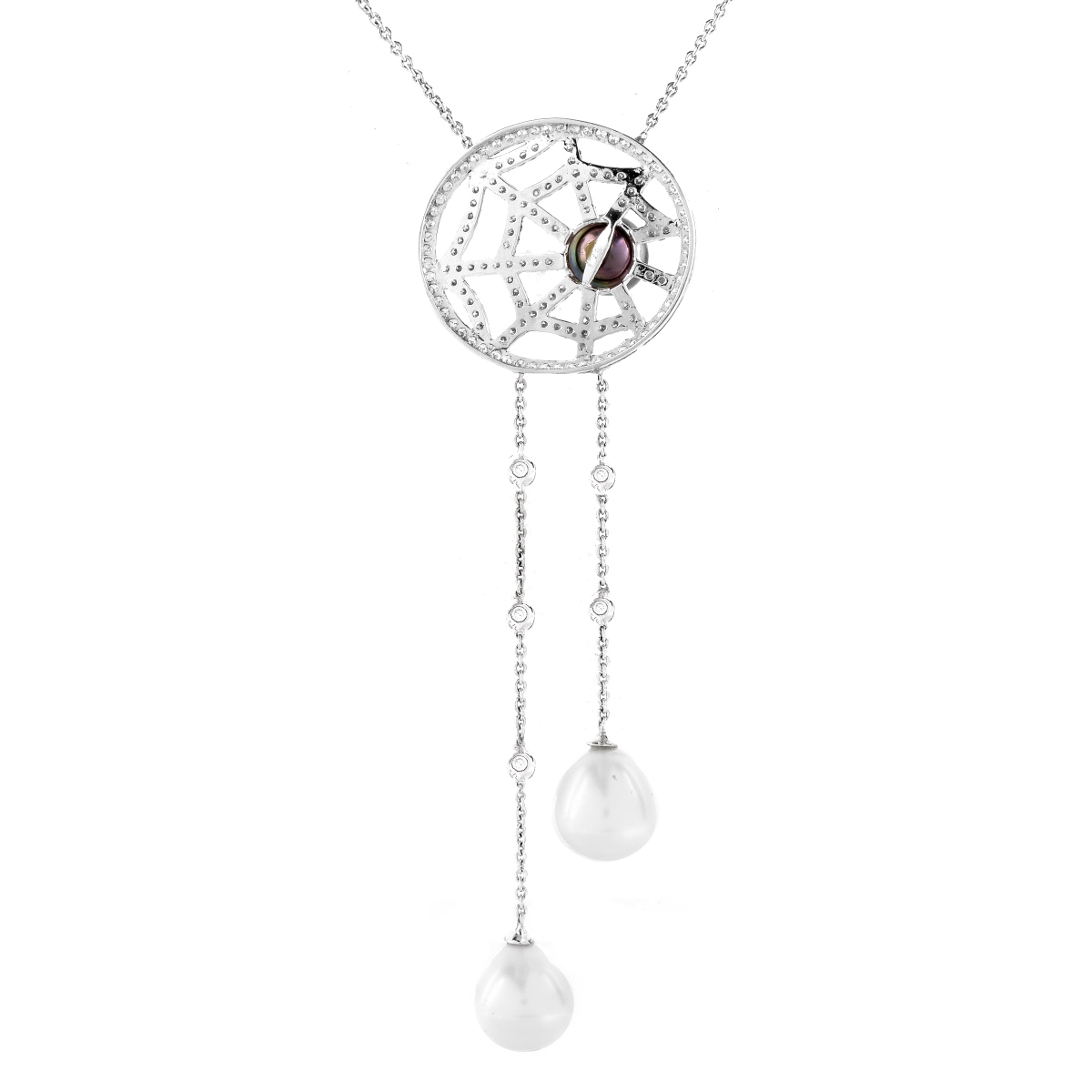 Pearl, Diamond and 18K Pendant Necklace