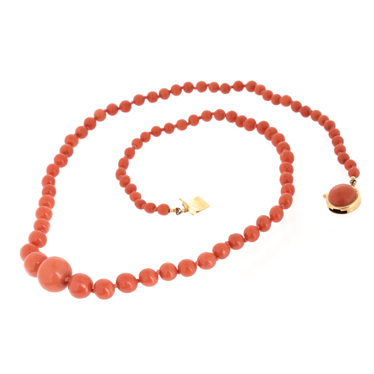 Vintage Coral Bead and 14K Necklace