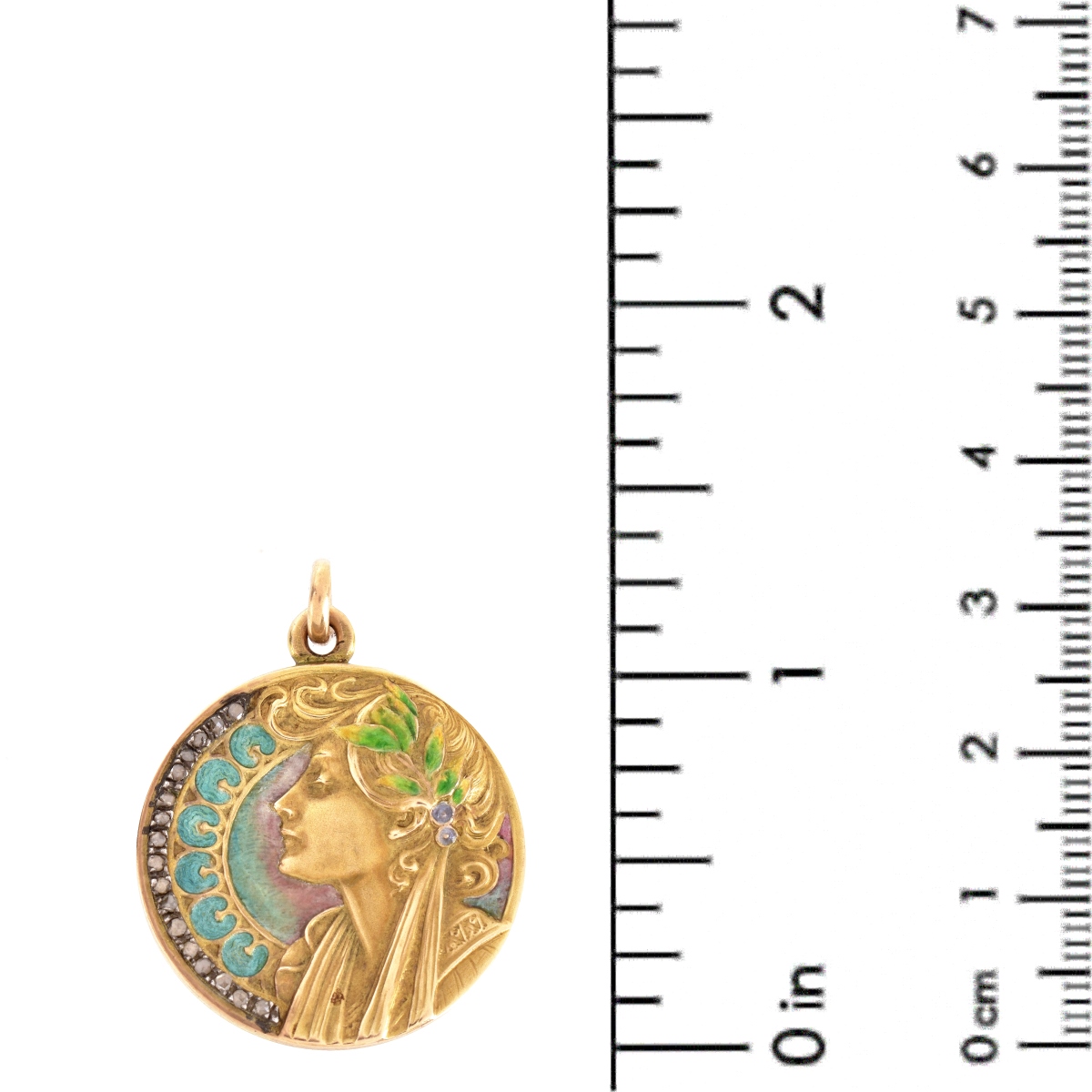 Art Nouveau 14K and Enamel Pendant